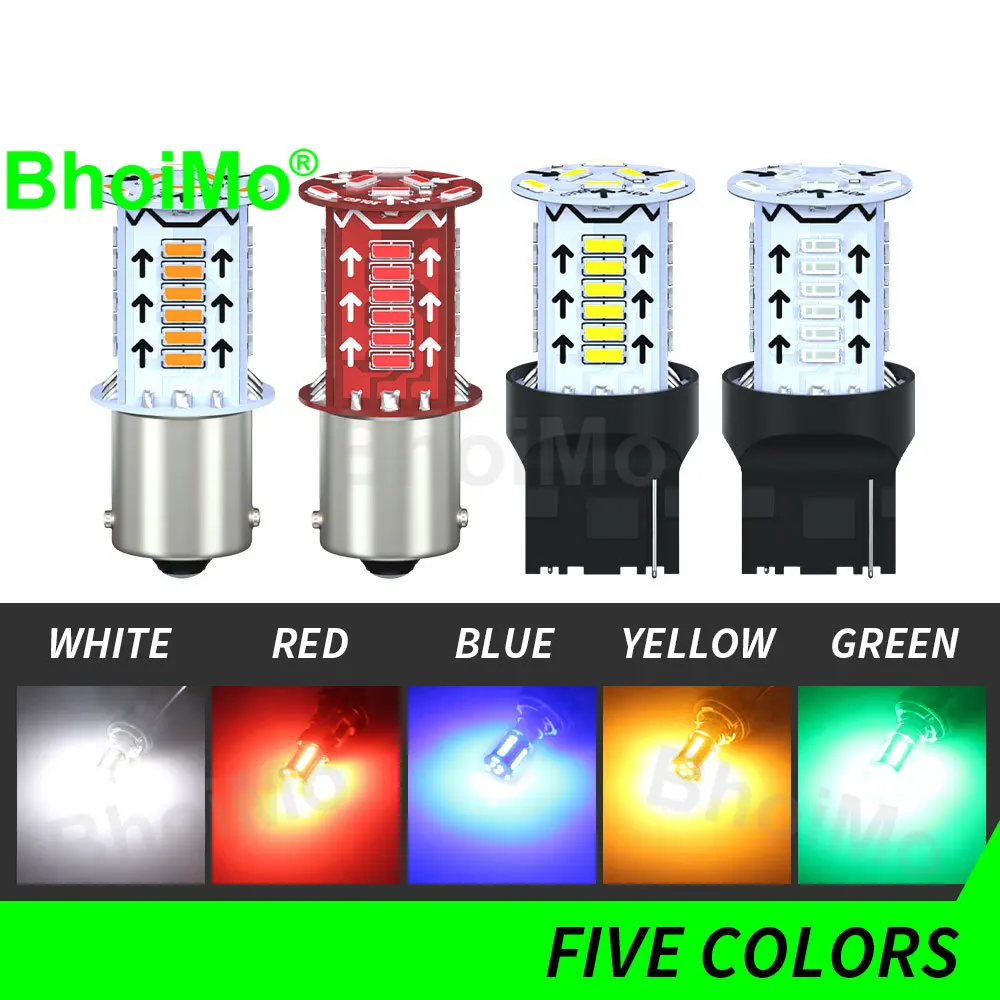 BhoiMo 2PCS 1157 Strobe Flash Led Brake Light 1156 P21W Led Bulb BA15S BAY15D T20 7440 7443 W21W Car Tail Stop Reverse Lamp 12V