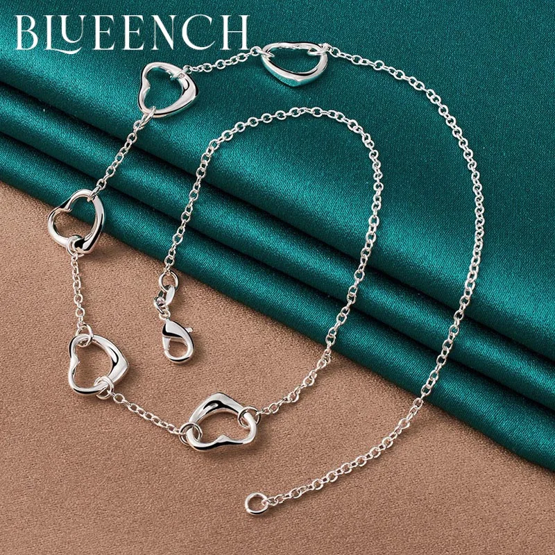 

Blueench 925 Sterling Silver Heart Link Necklace for Women Proposal Wedding Fashion Style Romantic Jewelry