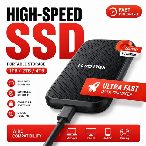 Real Large Capacity 4TB Portable SSD High Speed External Hard Drive 1TB Hard Disk USB 3.1 Storage Device for Laptop/PC/Phone/Mac