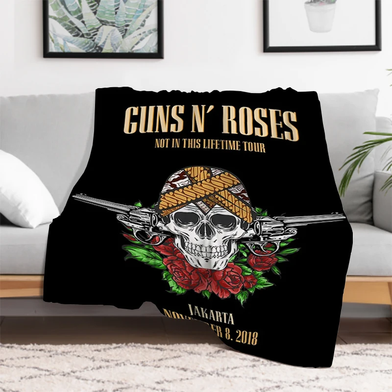 Guns N Roses Rock Band Luxury Blanket Fluffy King Lid Blankets Sofa Catnap Microfiber Bedding Knee Bed Throw Decorative Fleece