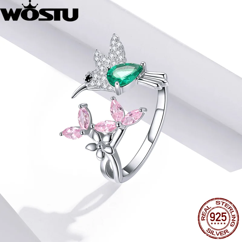 WOSTU fede nuziale in vero argento Sterling 925 misura regolabile anelli con ape fiore dito per le donne regalo di gioielli di moda di fidanzamento