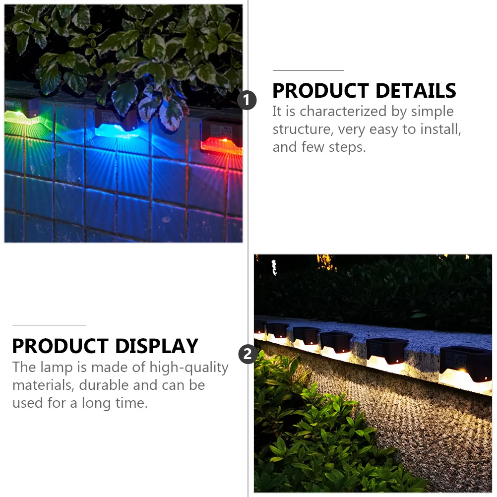 

4 set Solar Fence Lights Bright Led Wall Lamp Outdoor Waterproof Railing Solar Light Adhesive Garden Wall Light Decor