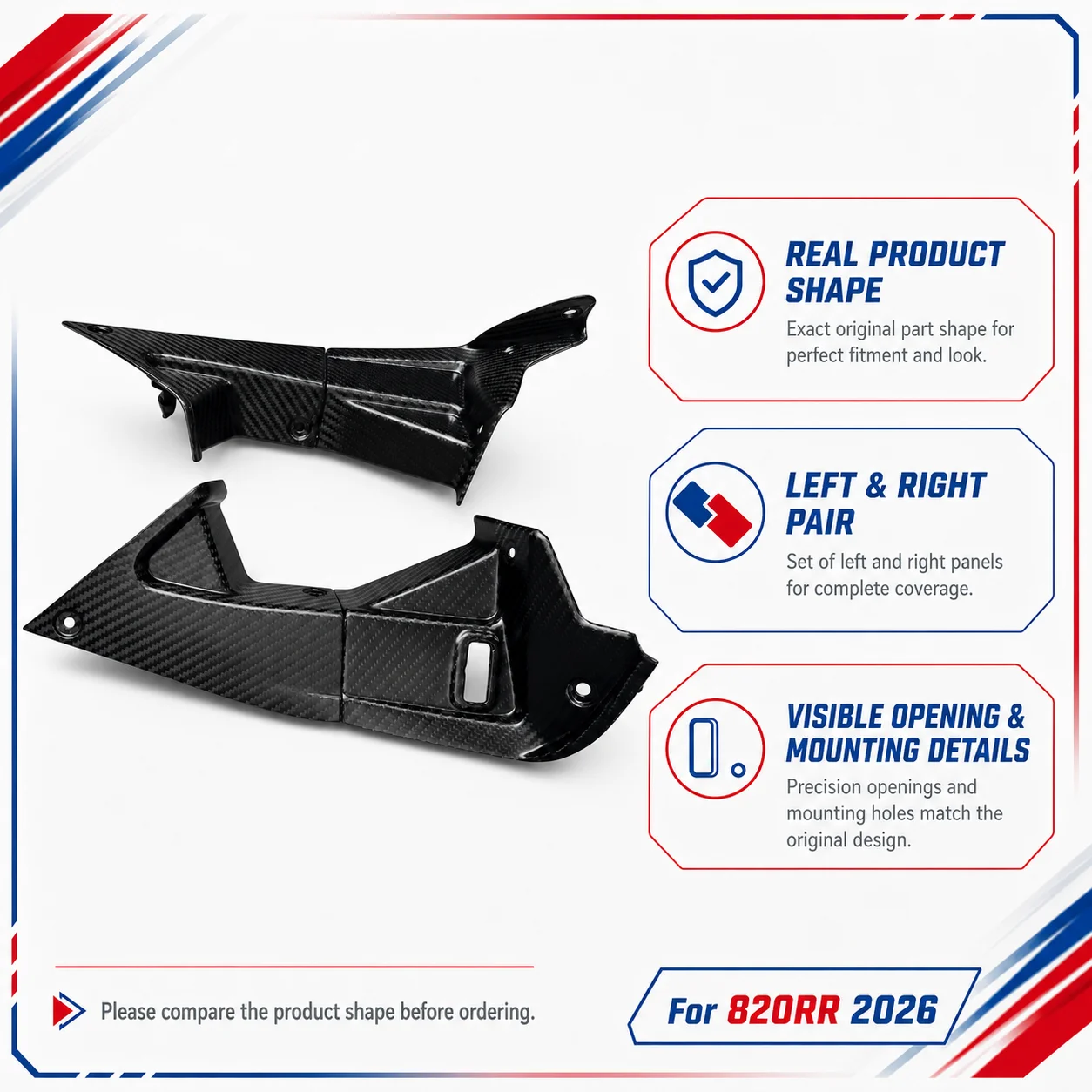Dash Panels Instrument Cover Dashboard Side Panels Carbon Fiber Cockpit Trim for ZXMoto 820RR 2026 Motorcycle Accessories