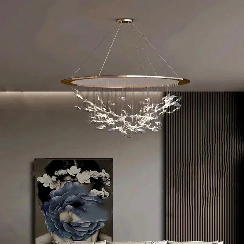 

GHJUYIOL YECTSKI Modern ring stairs led lights pendant light lamps for living room led Chandeliers for dining room hanging light