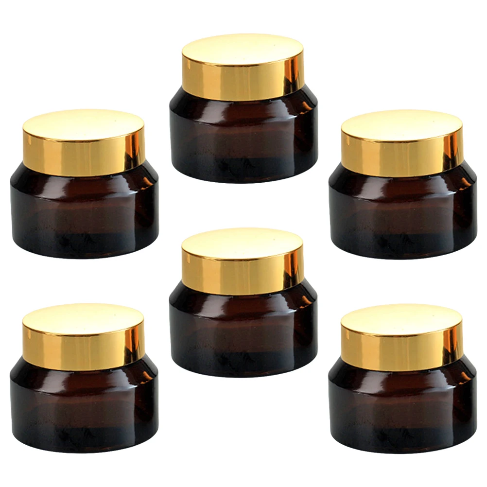 Pot en verre fendu pour crème pour le visage, 6 pièces, petites bouteilles en verre portables anti-fuite, récipient rechargeable pour la peau, Lotion pour cheveux