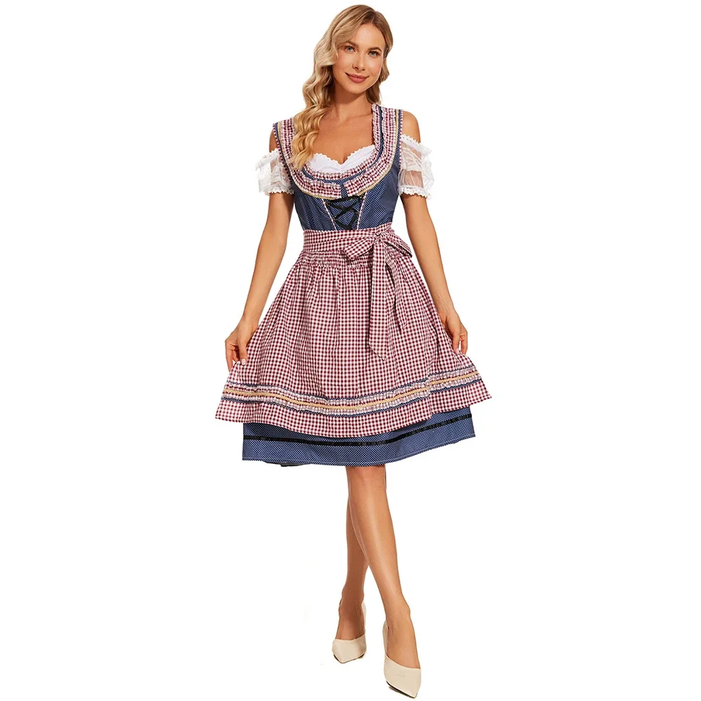 البافارية الوطنية منقوشة البيرة زي الحانة بغي نادلة الزي Dirndl مهرجان أكتوبر زي البيرة تأثيري اللباس