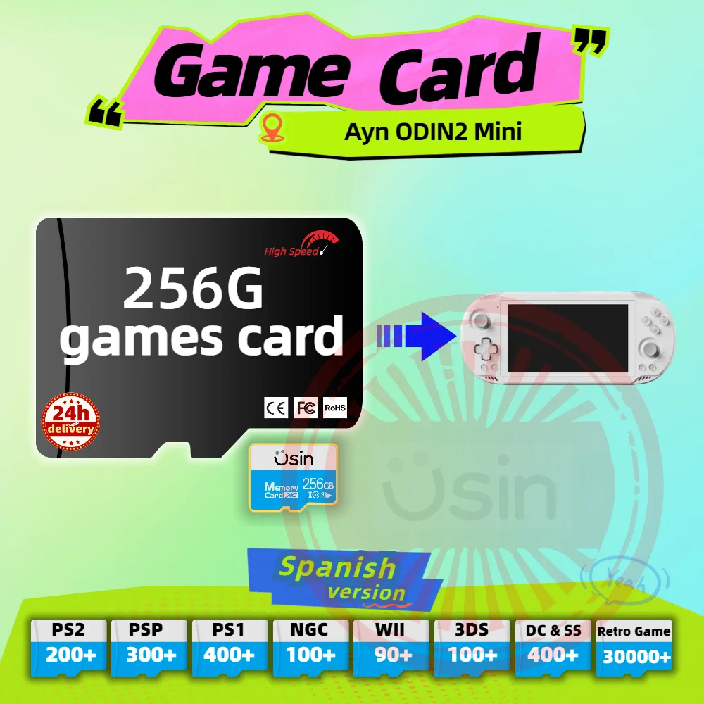 Memory Game Card For Ayn ODIN2 Mini Spanish version Retro PS2 PSP Games Android Gaming portable Console SD TF H-speed 256G