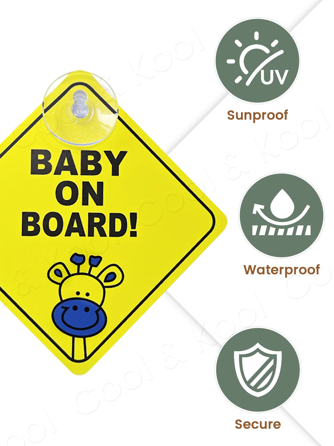 Wachen Sie auf Ihren kleinen Beifahrer auf: Einfach anzubringender 'Baby an Bord'-Warnaufkleber mit starkem Saugnapf für Autofenster – Detail 3