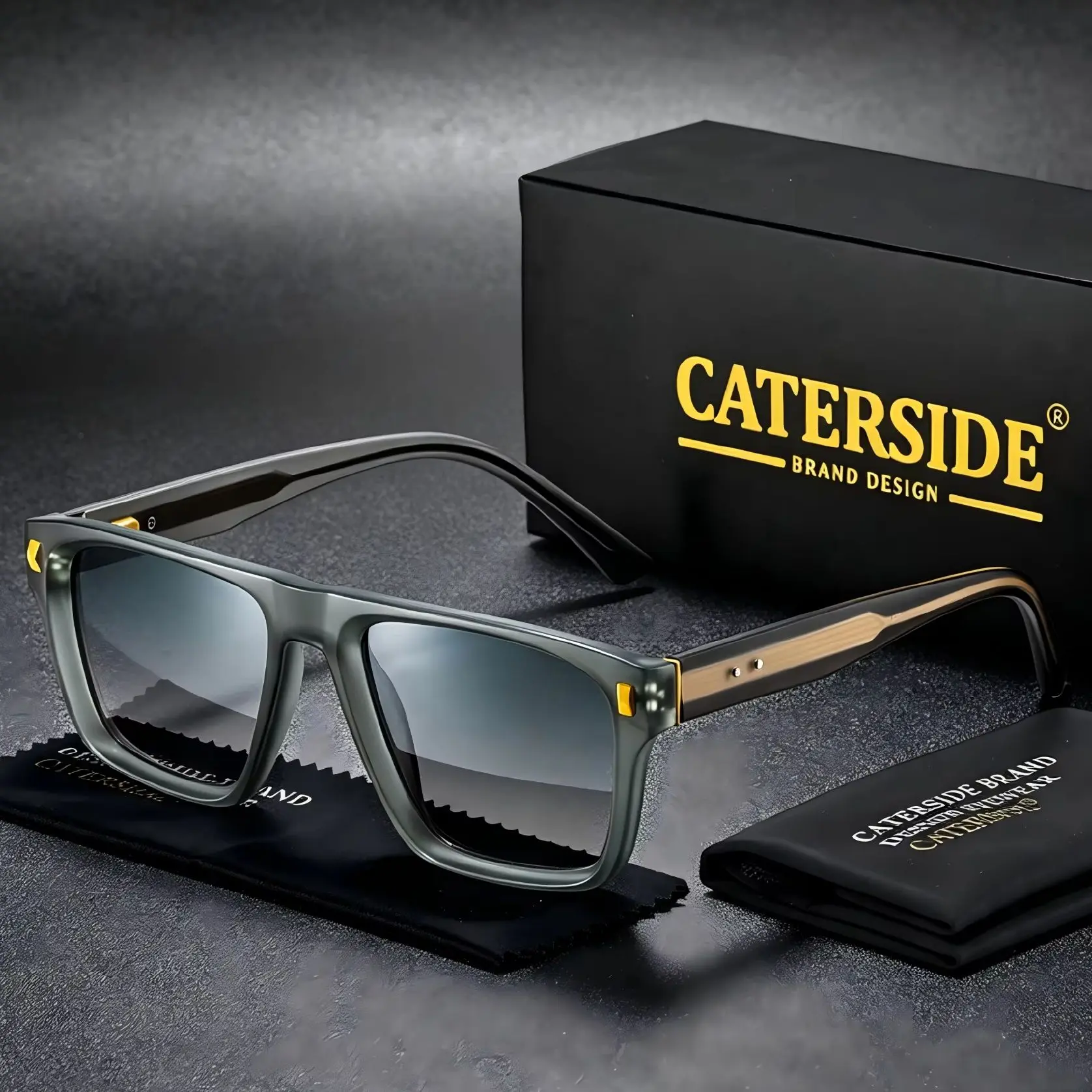 

CATERSIDE New Retro Men's Sunglasses Square Frame Fashionable Sun Glasses Women's Outdoor Travel Beach Summer Glasses UV400