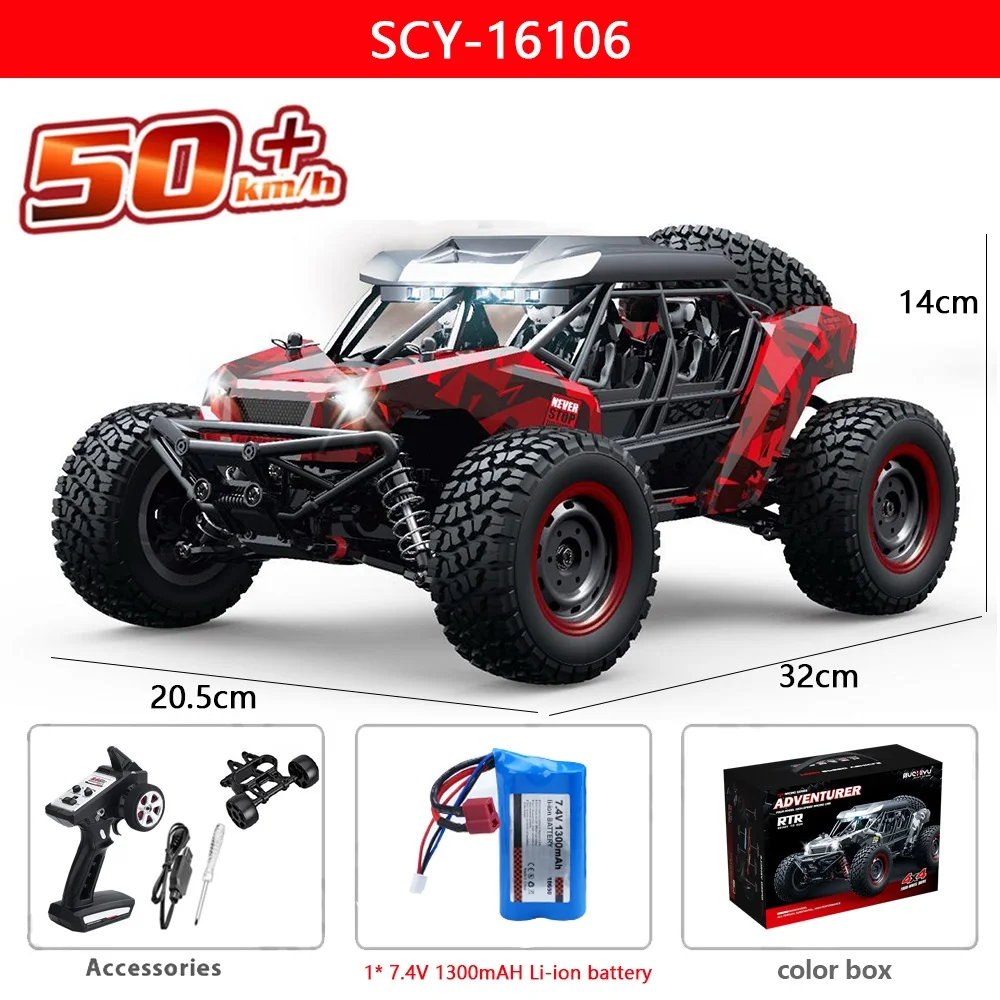16106 1:16 50 KM/H 4WD RC Auto Met LED Afstandsbediening Off-road Auto Hoge Snelheid Drift Monster Truck voor Kinderen vs Wltoys 144001   Speelgoed