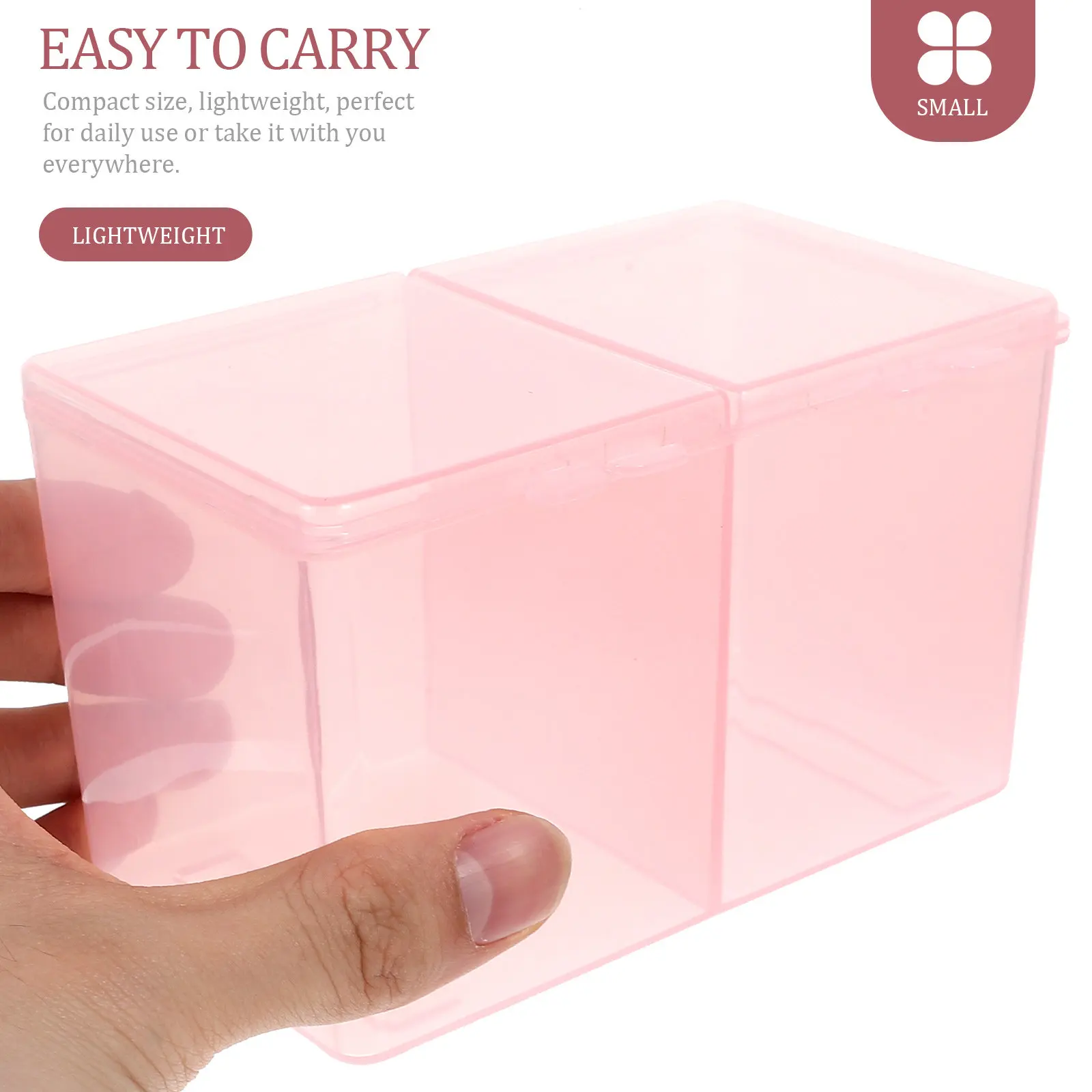 2Pcs Transparent Premium Plastic Makeup Cotton Storage Box Dustproof Organizer for Bathroom Bedroom Living Room