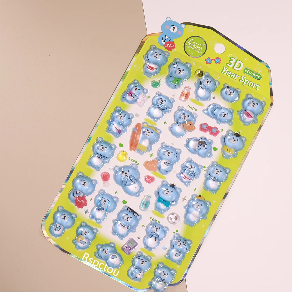 Niedliche Tier-Sticker: Robbe, Bär, Pinguin – 3D-Kristall-Aufkleber, wasserfest, DIY, für Schreibwaren, Tagebuch, Handyhülle, niedliche Cartoon-Belohnungsaufkleber