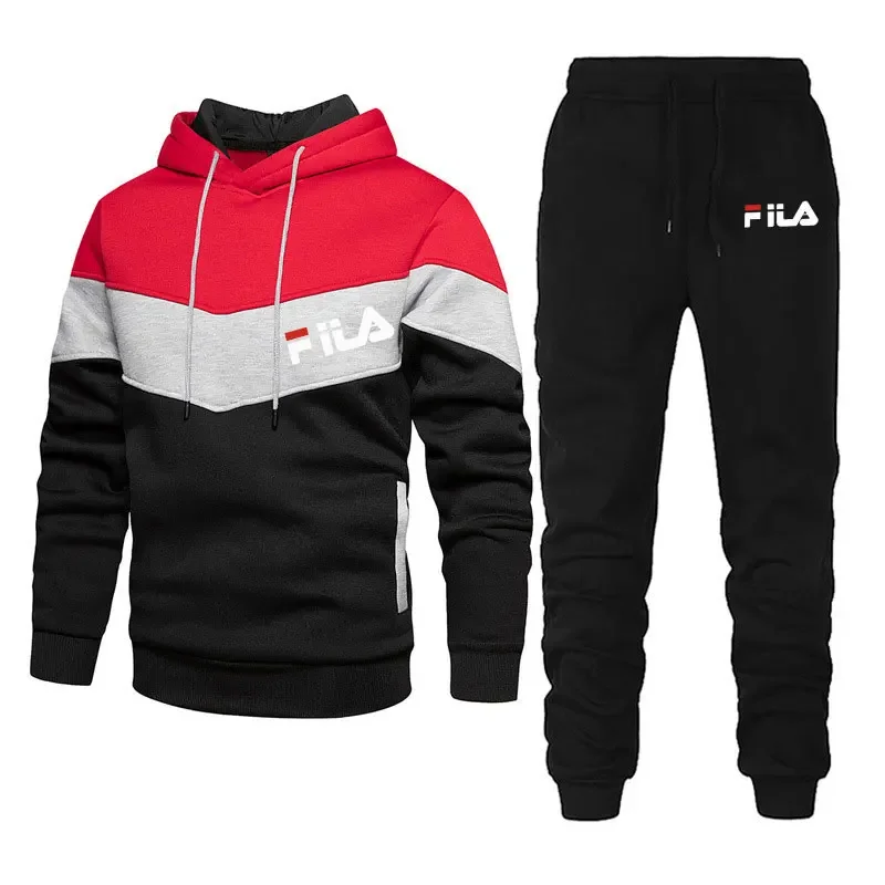 Chándal de otoño para hombre, conjunto informal para correr, ropa deportiva con capucha, chaquetas y pantalones, conjuntos de 2 piezas, traje deportivo para correr de Hip Hop