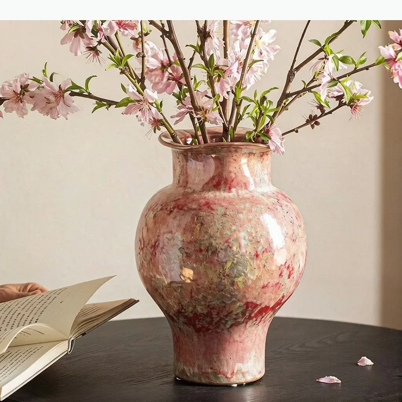 Sakura Painted Ceramic Vase Flower Pots Table Decoration Flowers Arrangement Porcelain Artwork Floral Vases Room Aesthetic Decor