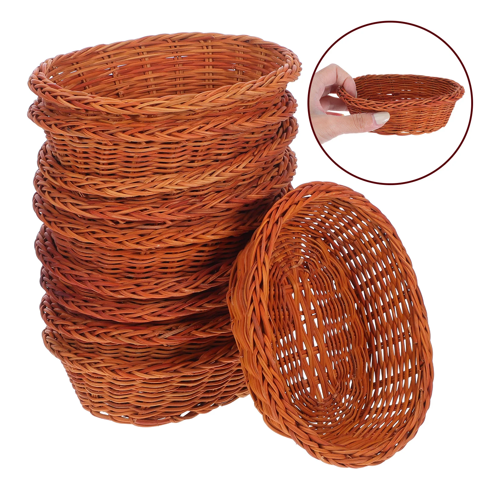 

10Pcs Handmade Rattan Woven Basket Versatile Organizer for Keys Soaps Tidy Kitchen and Living Spaces Bread Basket