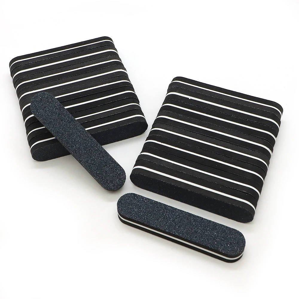 10/20/40pcs 9cm Mini Sponge Nail File 100/180 Grit Black Professional Nail Buffer Sanding Files Block Washable Manicure Tools