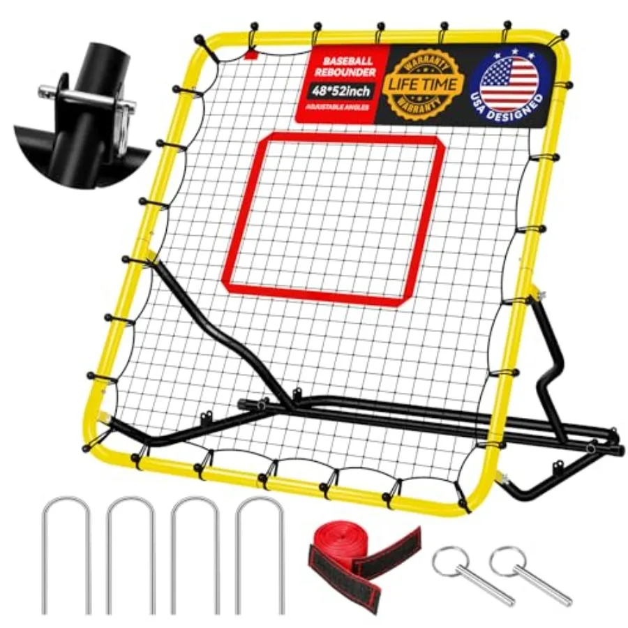 

48x52inch Baseball Rebounder Anti-UV 3 Adjustable Angles Fielding Trainer Volleyball Softball Football Rugby Baseball Bounce Ba