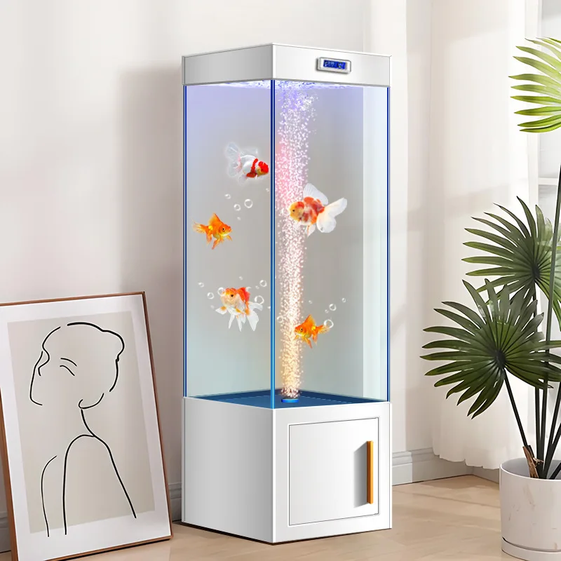 Ultra-white glass fish tank integrated tank self-circulation top filter living room small goldfish tank floor ecological aquariu