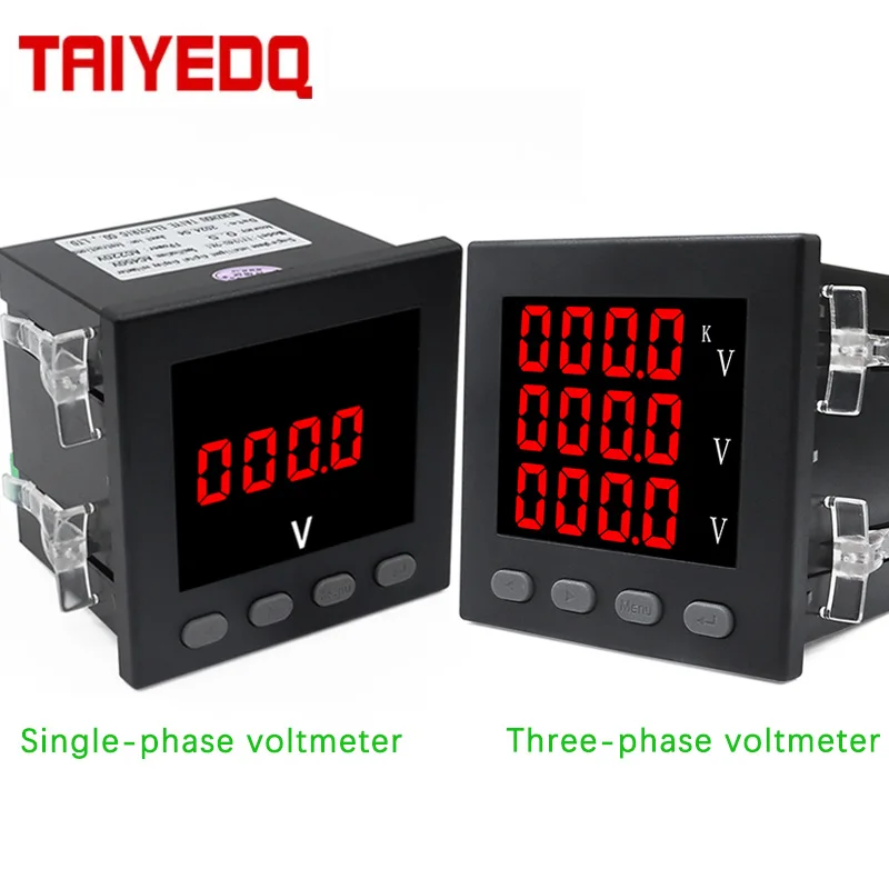 Three Phase/Single-Phase LED Voltage Panel Meter AC220V volt (L-N) AC380V 96*96*78mm