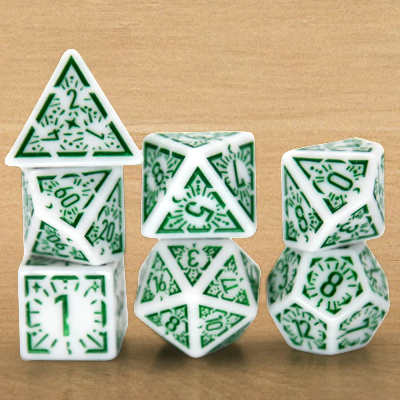 7PCS/set Multi-sided Dice New Textures Pattern Games Dice for DnD RPG Games Family Party Funny Table Games Accessories view 6