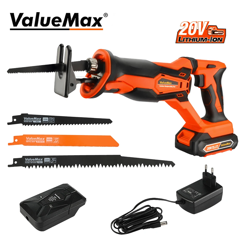 VALUEMAX منشار كهربائي ترددي لاسلكي 12 فولت منشار قطع أدوات كهربائية لاسلكية محمولة للخشب والمعادن مع أداة 3 شفرات