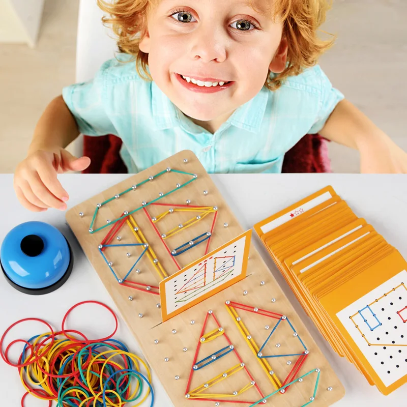 Wooden Nail Board Two-player Battle Game Geometry Puzzle Kids Graphics Geometric Toy for Children Montessori Early Education