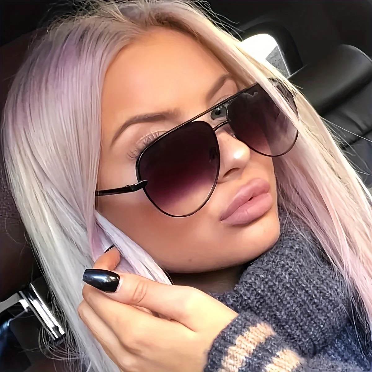 Vibrant Oversize Frame Gradient Color Lens Fashion Glasses S