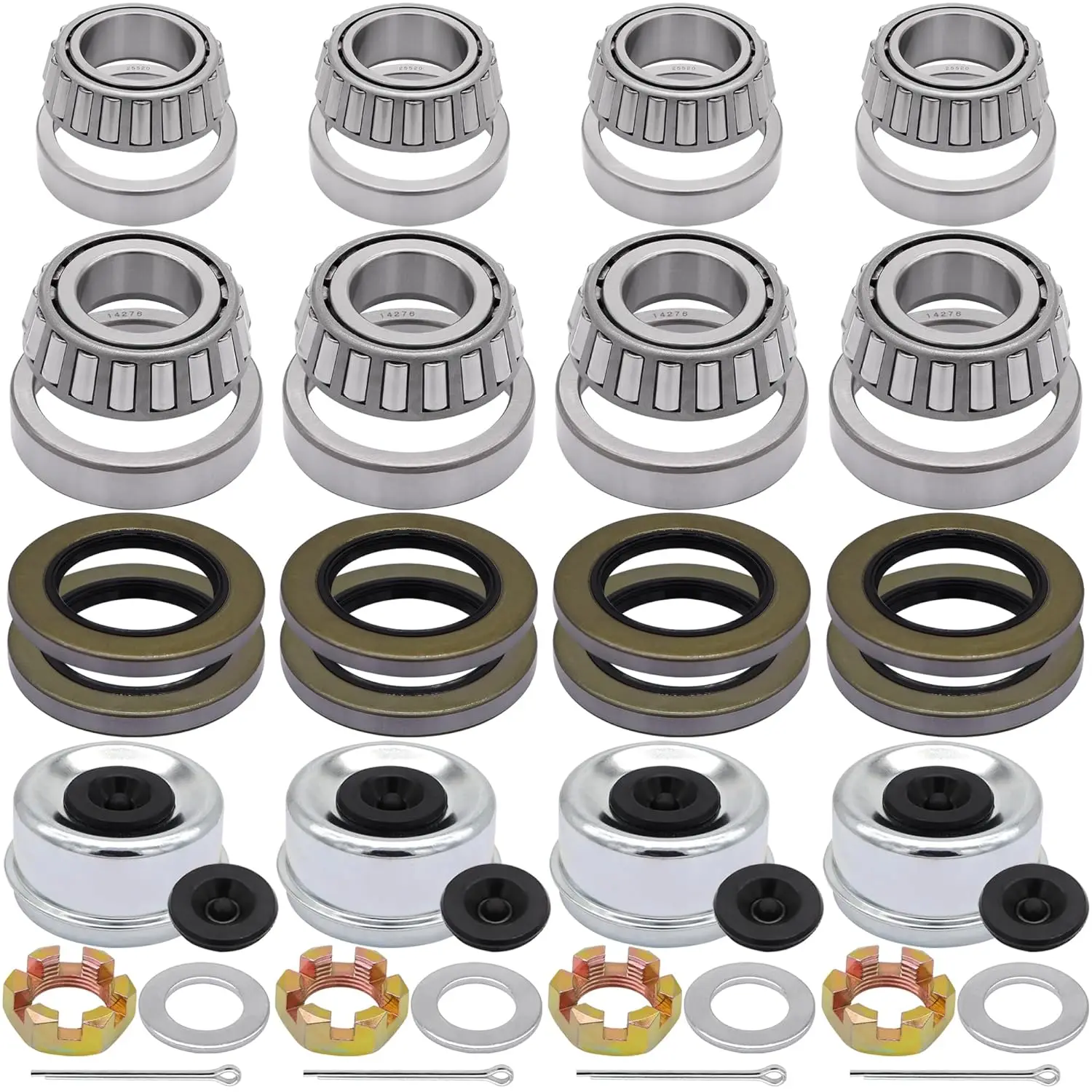 

4 Sets Boat Trailer Hub Wheel Axle Bearing Kits for 5200-7000 LB Tandem Axles