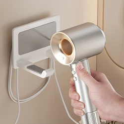 Wall Mounted Hair Dryer Holder Compatible Metal Organizer with Non-Slip Pad, Accessory Organizer for Bedroom Bathroom Shelves