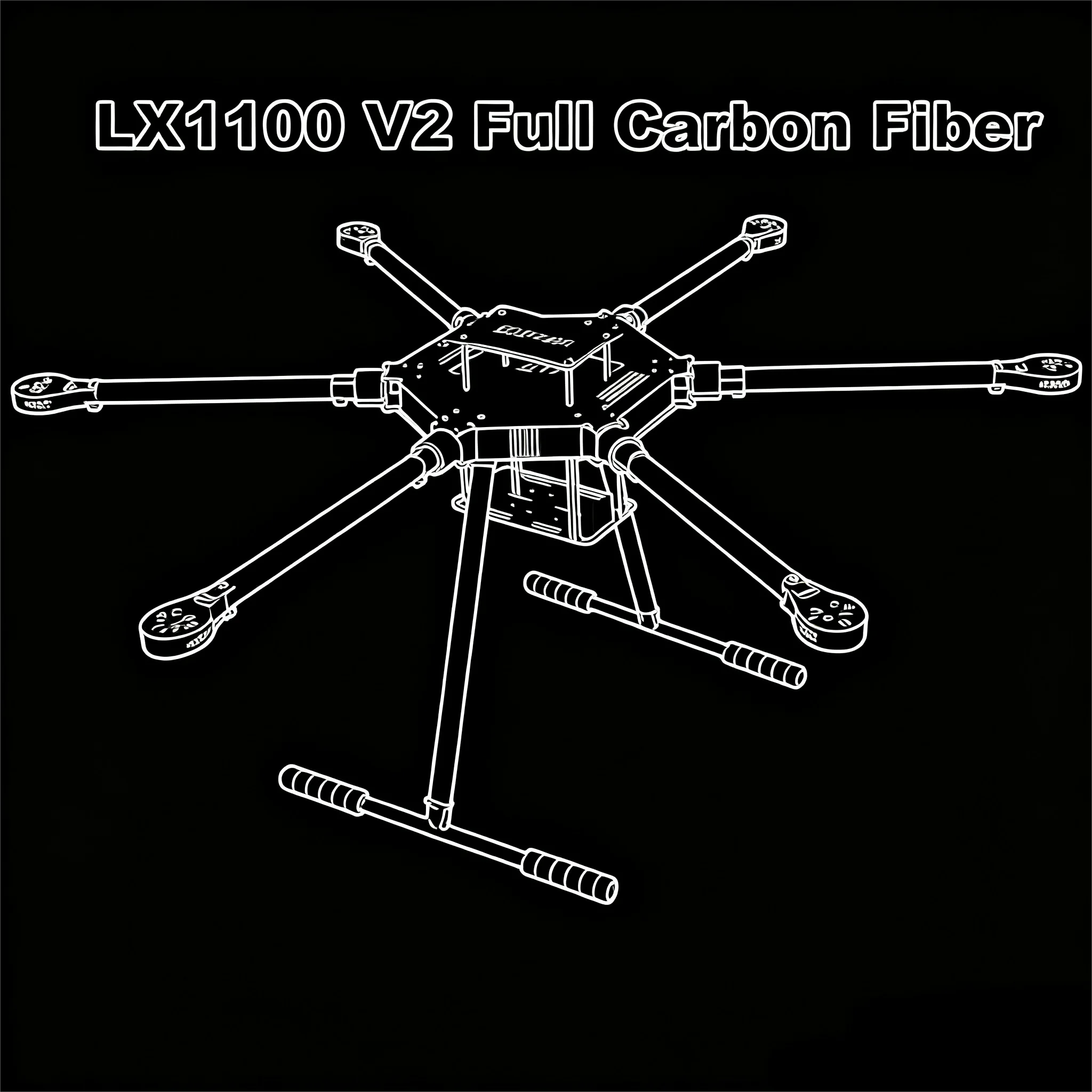 Angeltoy LX1100 All Carbon Fiber 1100Mm Six Rotor Frame B-CUBE 80A Esc Group 6215 Motor 2.4.8 M8N GPS Flight Control Ardupilot