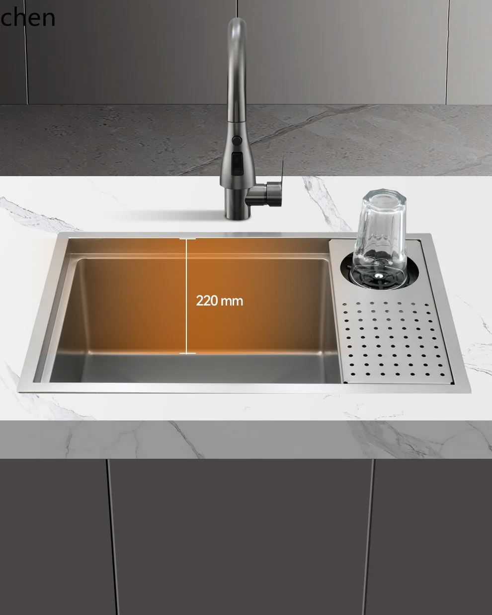 HXL Hidden Bar Sink SUS304 Stainless Steel Kitchen Island