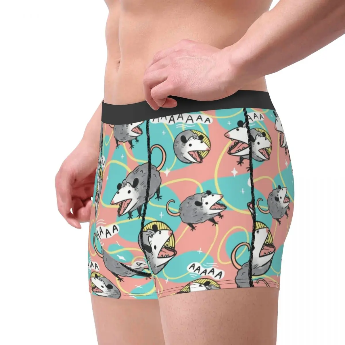 Men Opossum Screm Pattern Underwear Possum Animal Funny Boxer Briefs Shorts Panties Male Breathable Underpants S-XXL