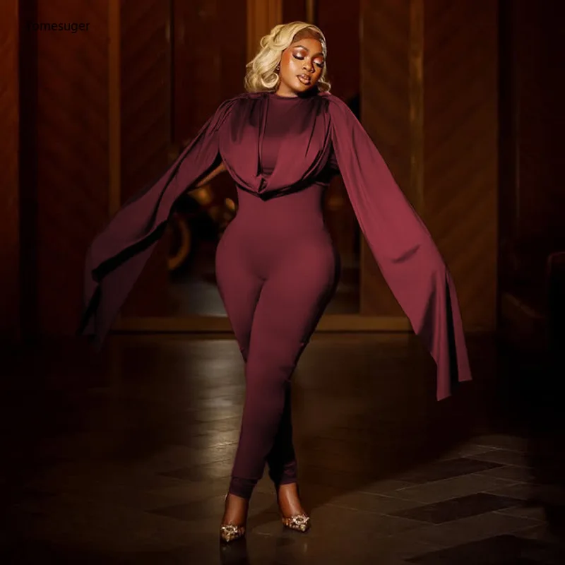 จั๊มสูทคอวีผู้หญิงยี่ห้อ Yomesugar ดีไซน์ผูกโบว์เซ็กซี่ แขนยาว ซิปหลัง ทรงเข้ารูป แฟชั่นชุดรอมเปอร์สำหรับงานปาร์ตี้และคลับ