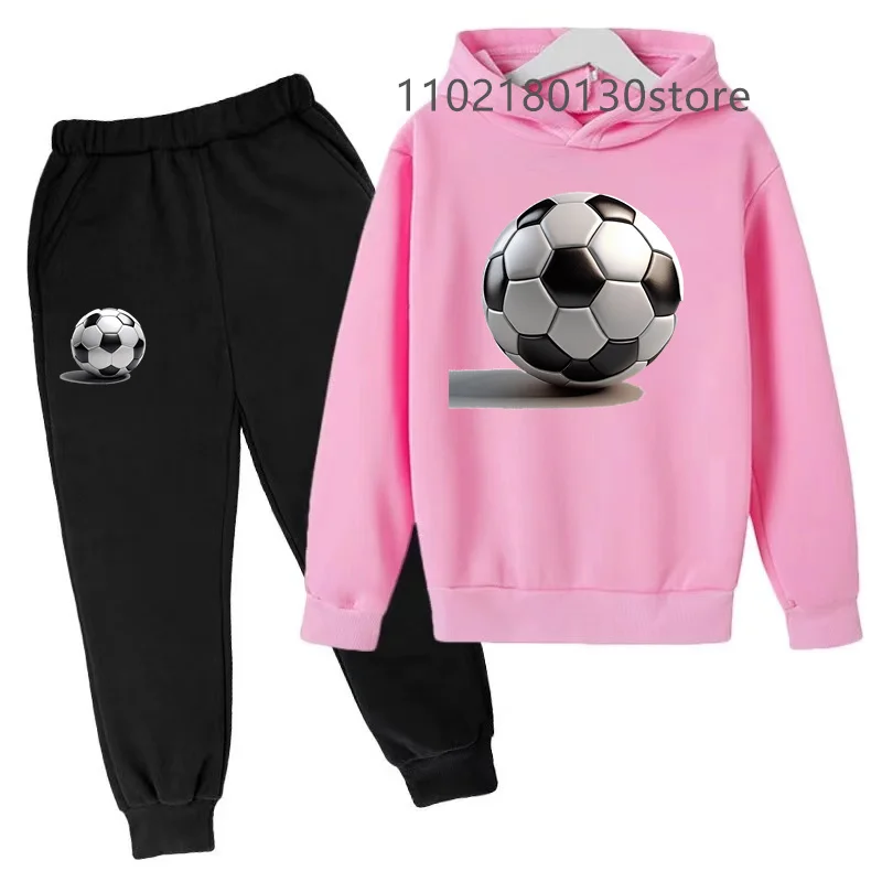 Football sport Hoodie tops+Pants Set Toddler Coat spring autumn Children's 3-13 Year Boy Girl Sweatshirt leisure Clothing