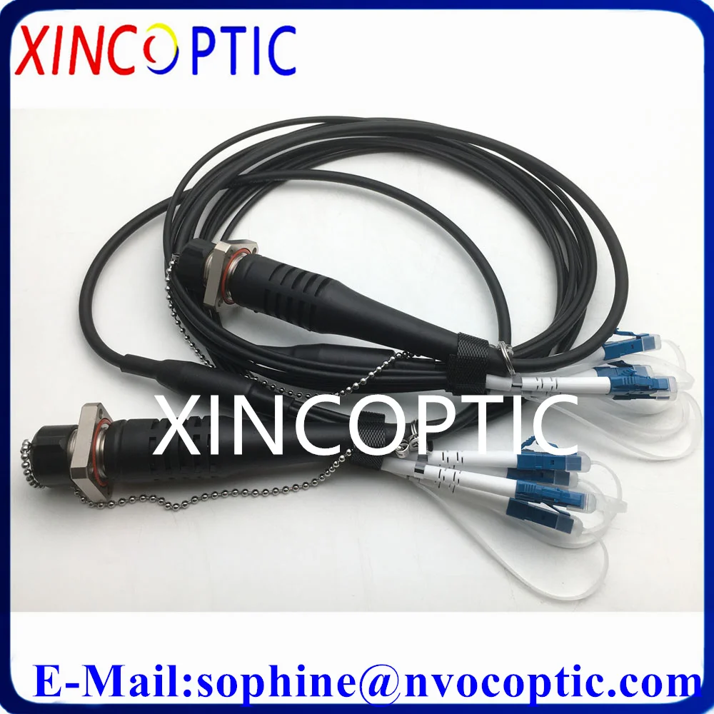 4Pcs SM,4Fibers,G657A1,0.5/1/2M,ODC Square Type (Female) to LC/SCUPC Connector,4Pcs 4C ODC Male-LC/SC Armored Fiber Patch Cord