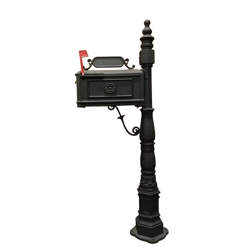 Classic American mailbox, sand cast metal vertical mailbox with flag, powder coating