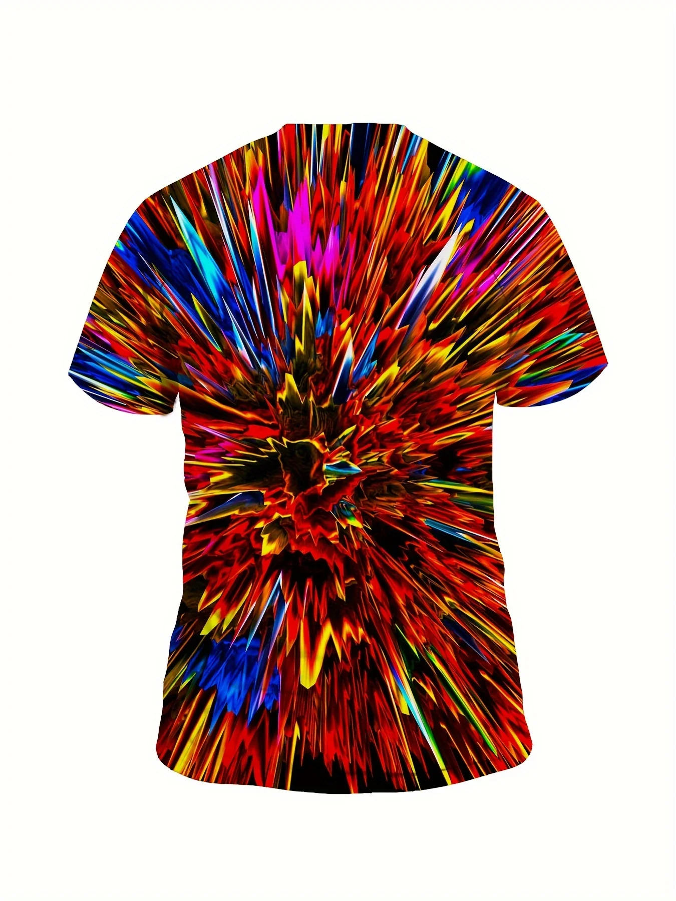 تي شيرت رجالي مطبوع تجريديًا، لوحة ألوان جريئة، مسامي ومريح، يعرض أسلوبًا فريدًا #2