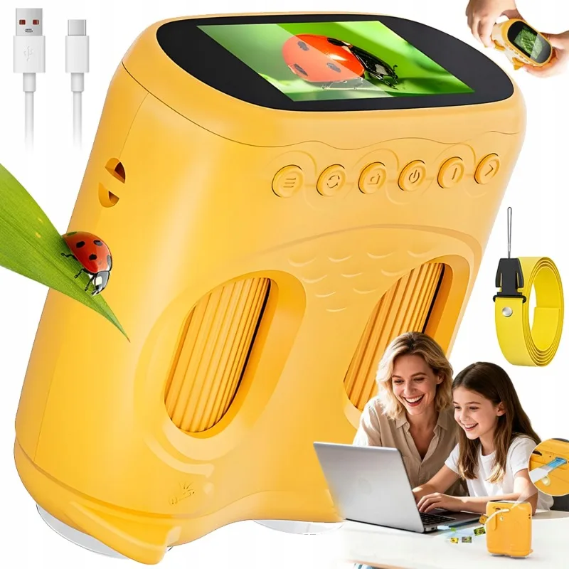 Microscope numérique à écran LCD de 2 pouces pour enfants, grossissement 10X, caméra 2MP, stockage 32 Mo, microscope miniature portable pour l'observation scientifique des étudiants, cadeau éducatif