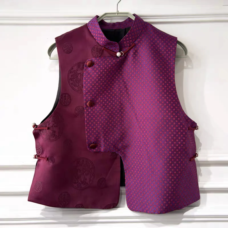Mongolian Vest Casual Clothes National Style Stand Collar Vest Female High-End Temperament Color Matching Ethnic Style Vest New