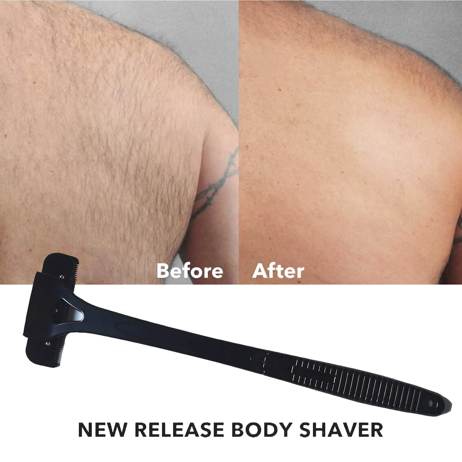 Man Back Shaver Hair Body Shaver Safety Long Handle Foldable Trimmer Body Leg Removal Shaving Razor Tool Hair with 15Pcs Blades