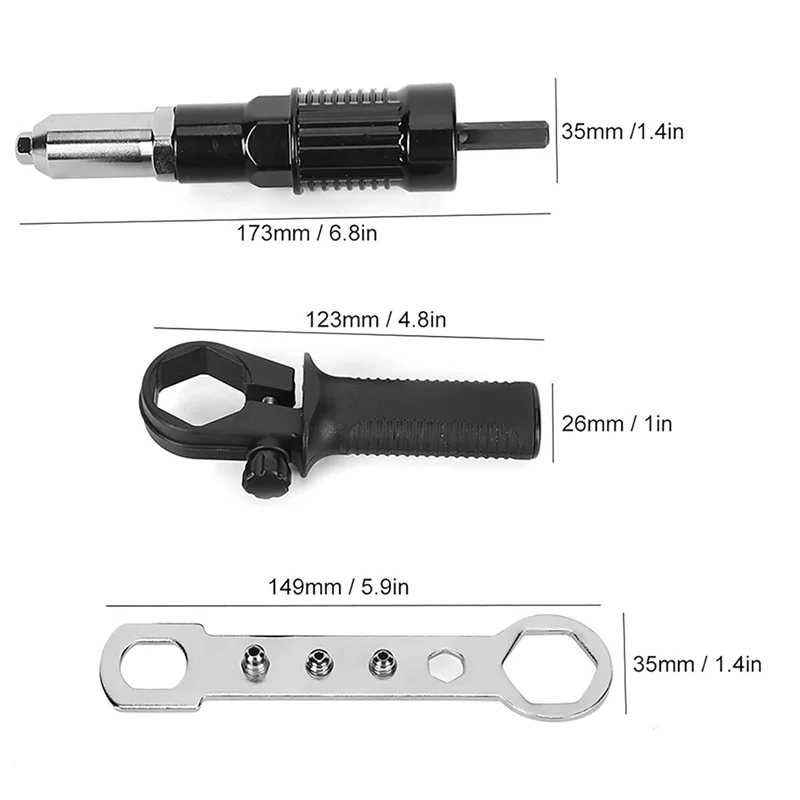 Juego de cabezales remachadores eléctricos A93Z, herramienta de taladro remachador inalámbrico, adaptador remachador, accesorios de taladro remachador de alta dureza