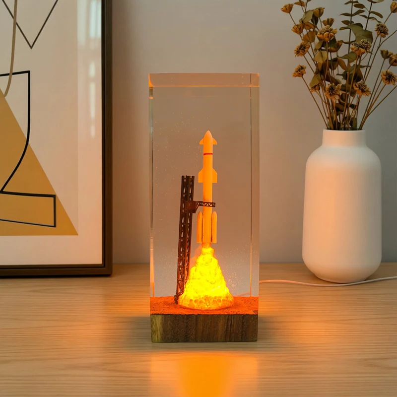

Настольная лампа «Старт ракеты» из смолы, авиационная тематика, красочный ночник, креативный художественный декор для дома, с USB-зарядкой