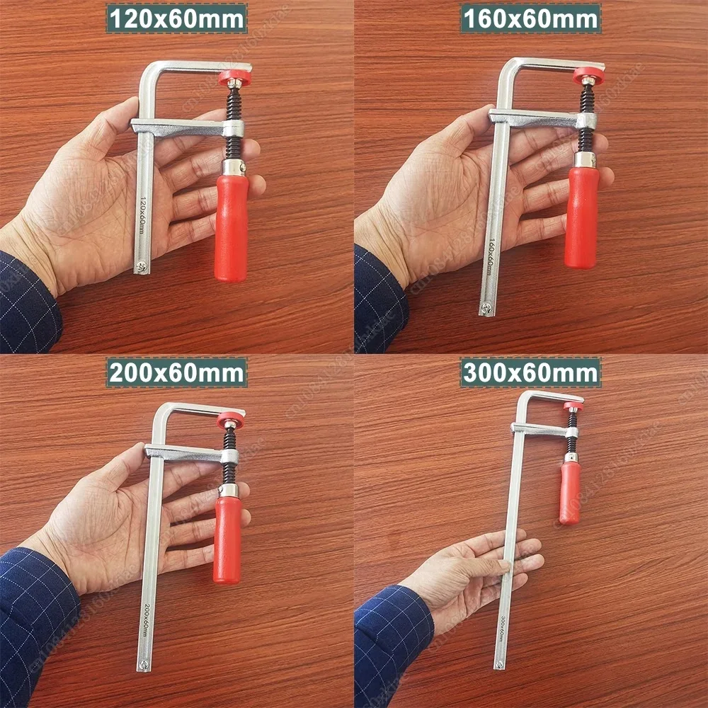 

New F Clamp 120/160/200/300mm Wood Handle Guide Rail Clamps with Screw Action Arm for Woodworking MFT Table and Cutting Track