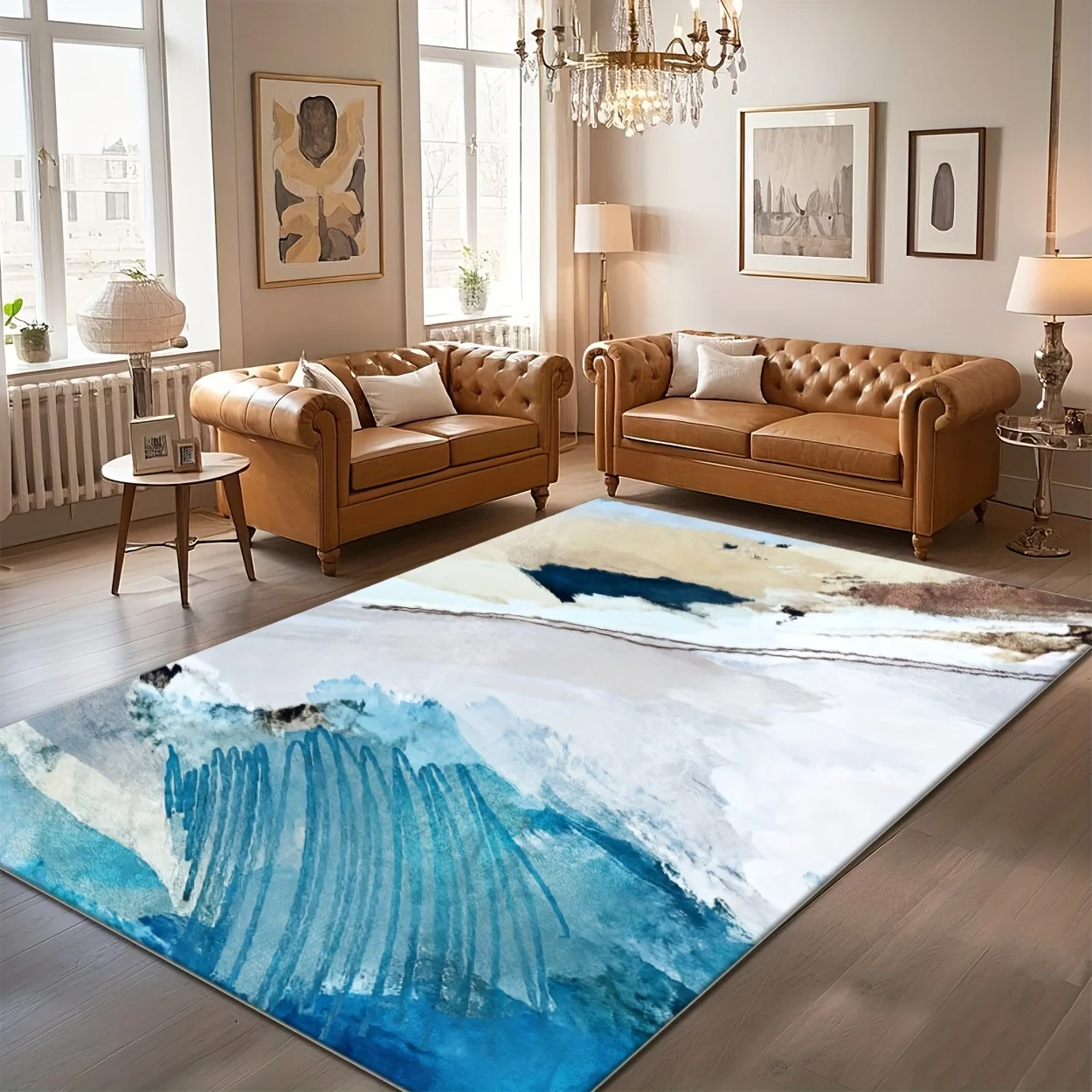 Large Washable Rectangular Rug Durable Stain Resistant Mat For High Traffic Entryway Hallway Use