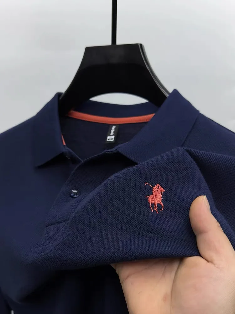 100% pure cotton high-end short sleeve men POLO shirt summer designer brand small horse embroidered casual business Paul T-shirt