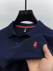 100% pure cotton high-end short sleeve men POLO shirt summer designer brand small horse embroidered casual business Paul T-shirt