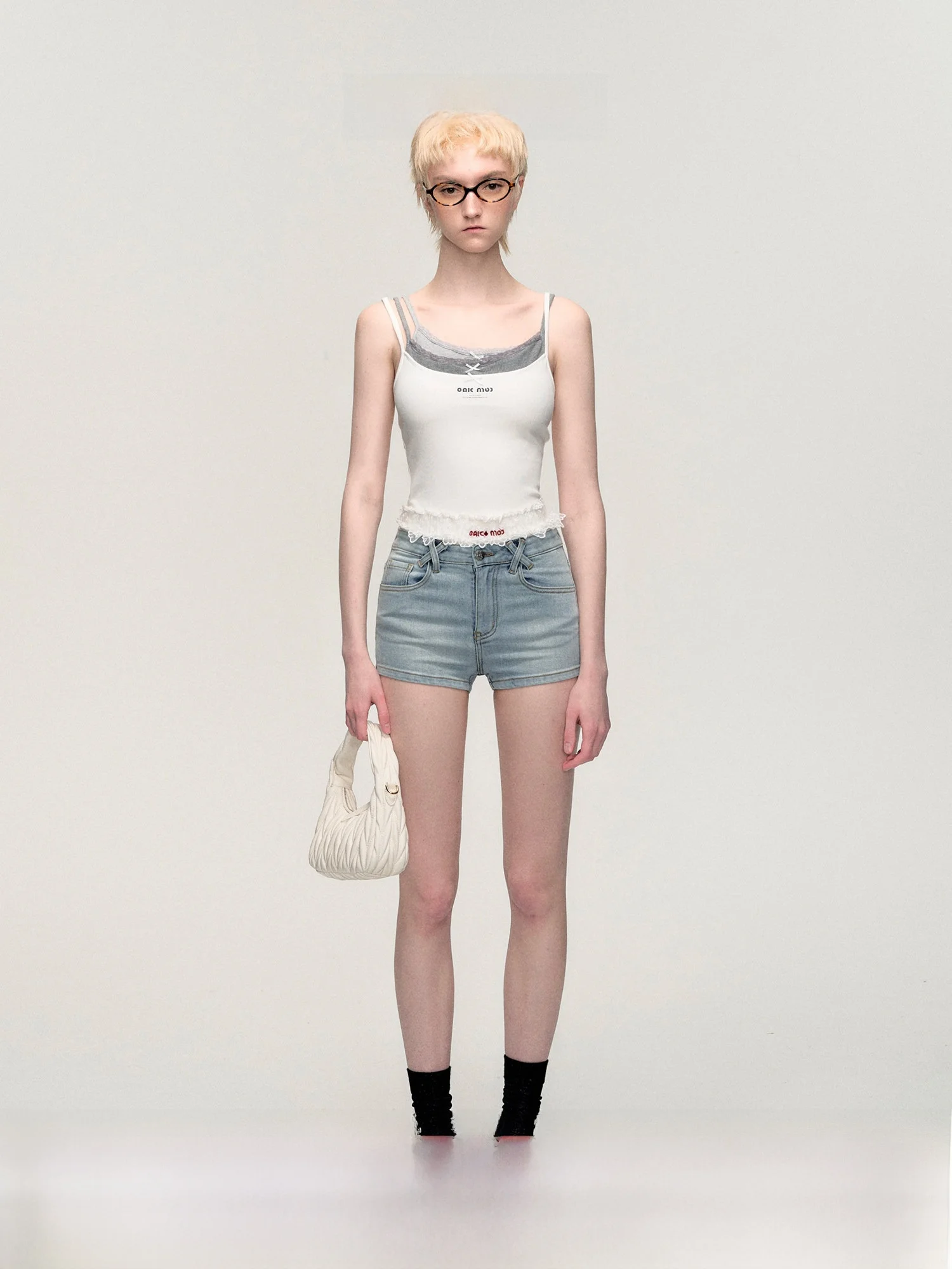 

Женский летний топ OAKMOO из кружева цвета слоновой кости с узлом, имитация двухслойности, повседневный, из смесового полиэстера и хлопка, стандартной длины