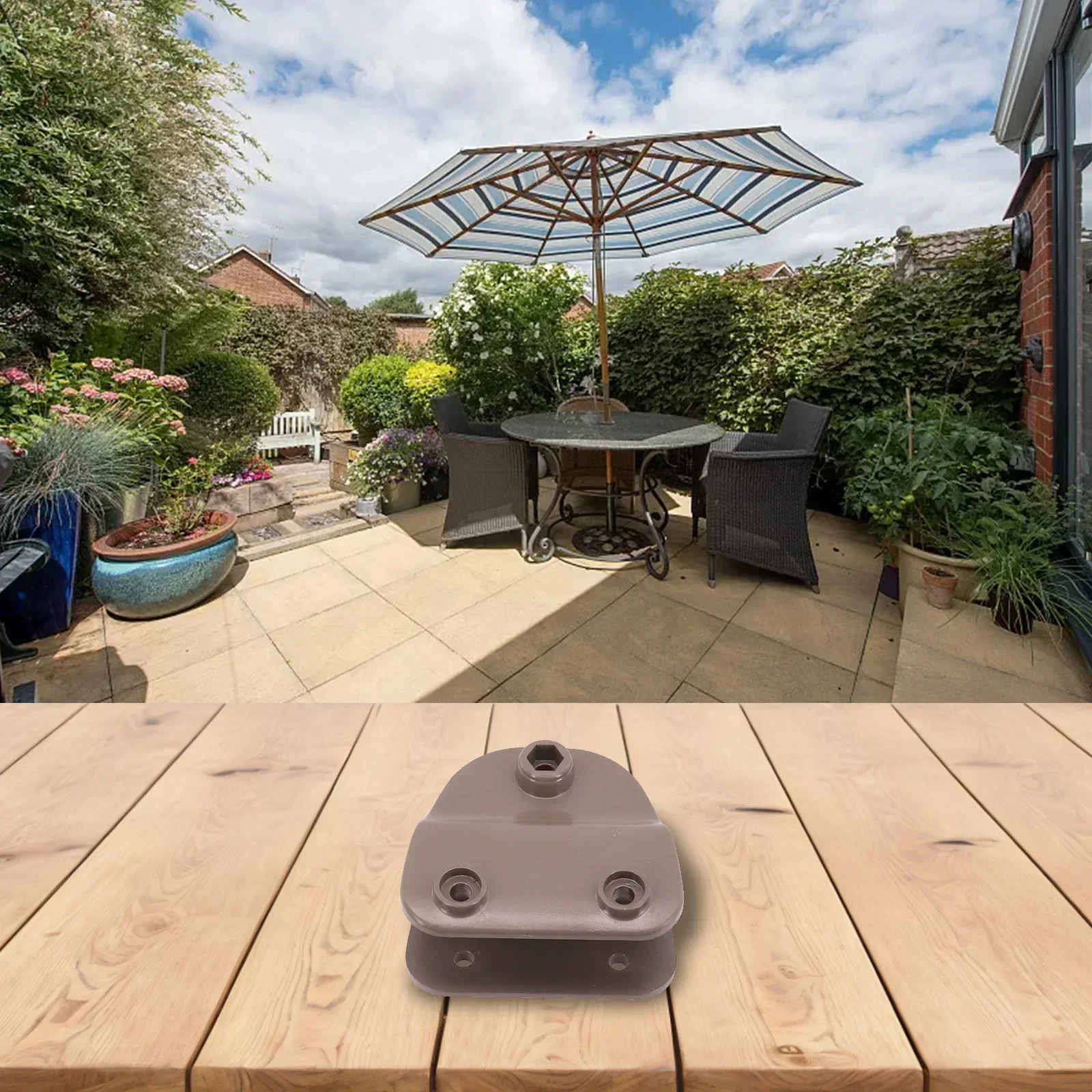 

Garden Umbrella Holder Heavy-Duty Stand Backyards Terraces Black Accommodates Various Sizes Easy Setup Process