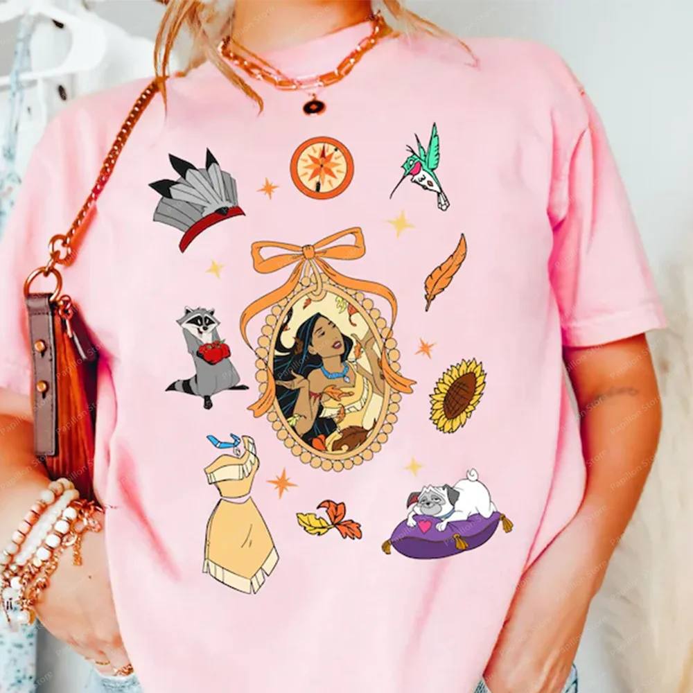 Disney Pocahontas princesse Coquette arc Pocahontas Meeko Flit Percy haut mignon t-shirt fille