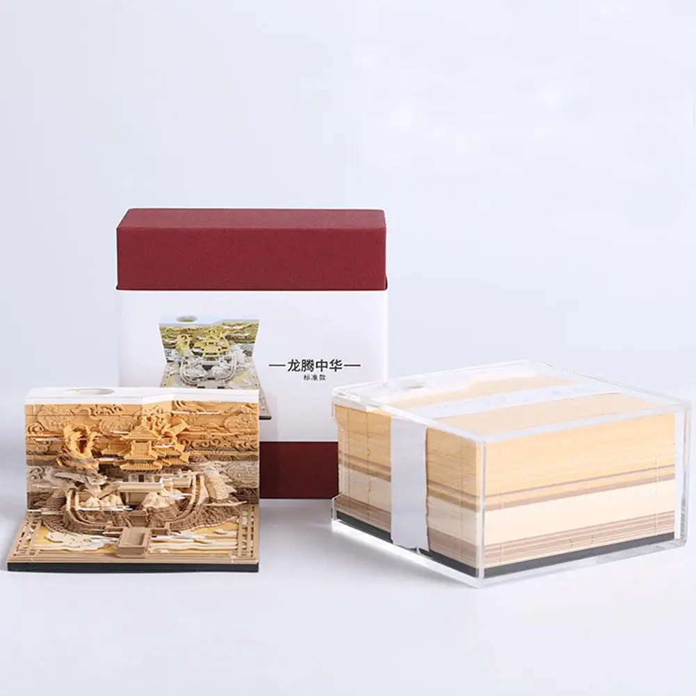 3d Three-dimensional Note Paper Gift Notepad Architecture Sticky Calendar 3d House Notes Ancient Calendar B6c8